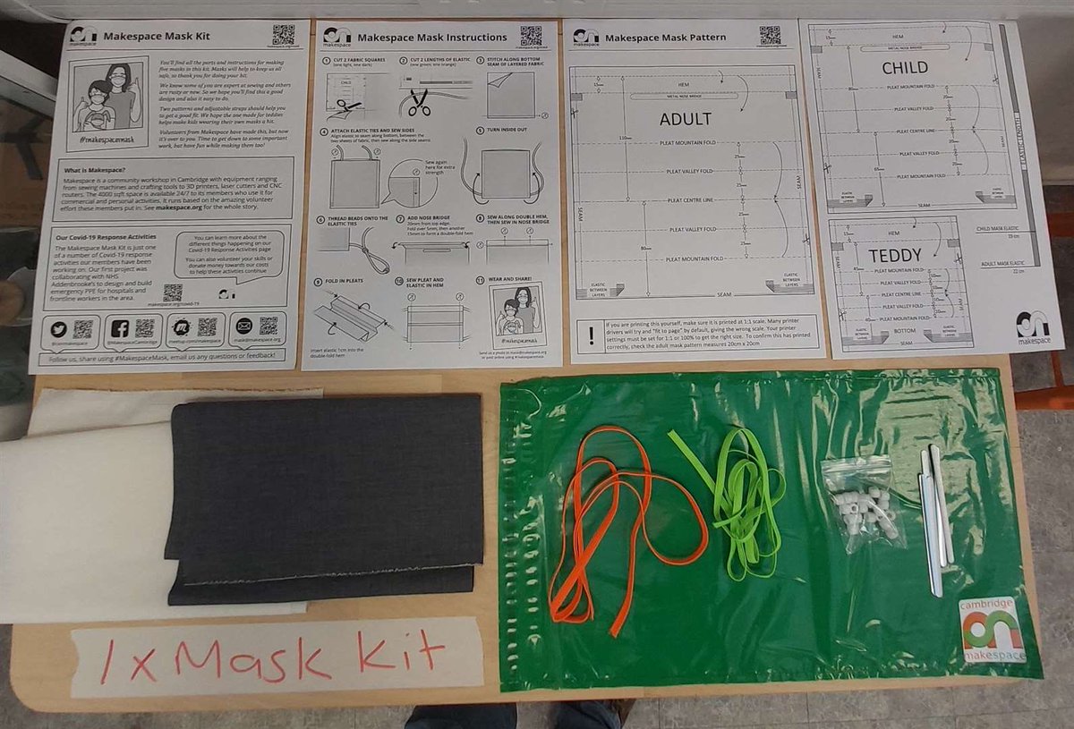 Cambridge friends - see these free mask kits for making your own reusable fabric masks makespace.org/mask #COVIDー19 #Cambridge