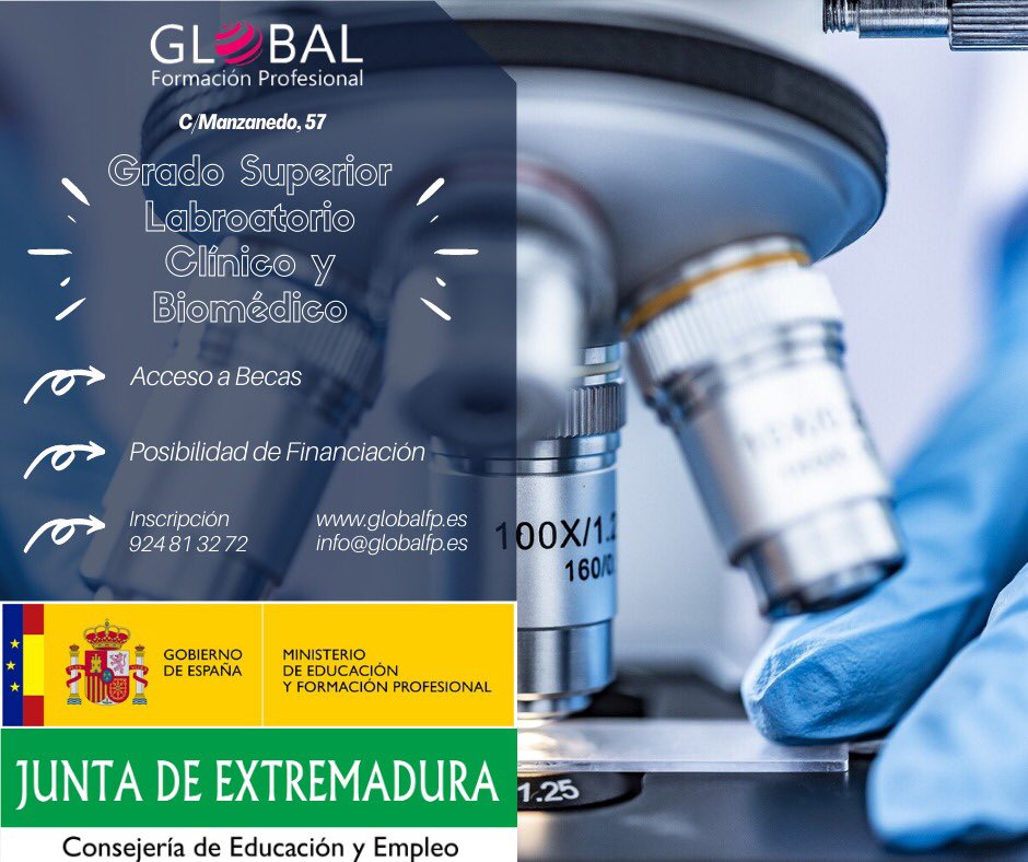 GlobalFormacion's tweet photo. 🚨PLAZAS DISPONIBLES🚨

Grado Superior en Laboratorio Clínico y Biomédico 🏥

✅Prácticas en empresas ❗️
✅Posibilidad de Financiación❗️
✅Acceso a Becas❗️

🏫Global Formación Profesional 
🗺C/Manzanedo, 57, 06400, Don Benito
📱924813272
🌐https://t.co/4eekURPVym🌐 https://t.co/2iI72friP2