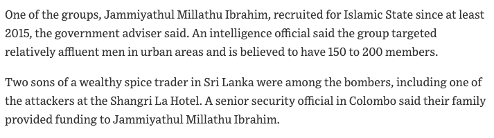 5. Inshaf & Ilham Ibrahim-Wealthy funders of Jammiyathul Millathu Ibrahim (JMI), an IS front since ~2015 that linked up with Zaharan Hashim-Took private Arabic classes with Abdul Lathief Jameel Mohamed, a very close friend and their neighbour's brother