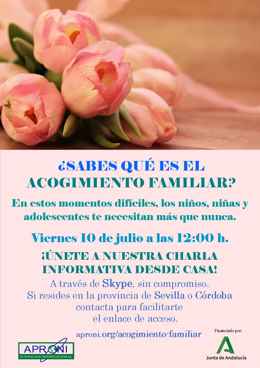 #FelizMartes Desde nuestra entidad continuamos con las charlas informativas online sobre #AcogimientoFamiliar 
La próxima será el #viernes a las 12h. Pedid el enlace de acceso, os informaremos sin compromiso 
#Sevilla #Córdoba