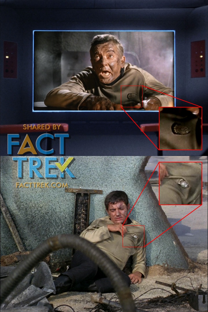 Finally, there’s the  #Starfleet outpost insignia, glimpsed in “Arena” and “Balance of Terror” (serving on a Federation outpost doesn't seem to be a choice assignment, based on the fate of these poor officers). It looks like a found object, but no one’s identified it.  #StarTrek  
