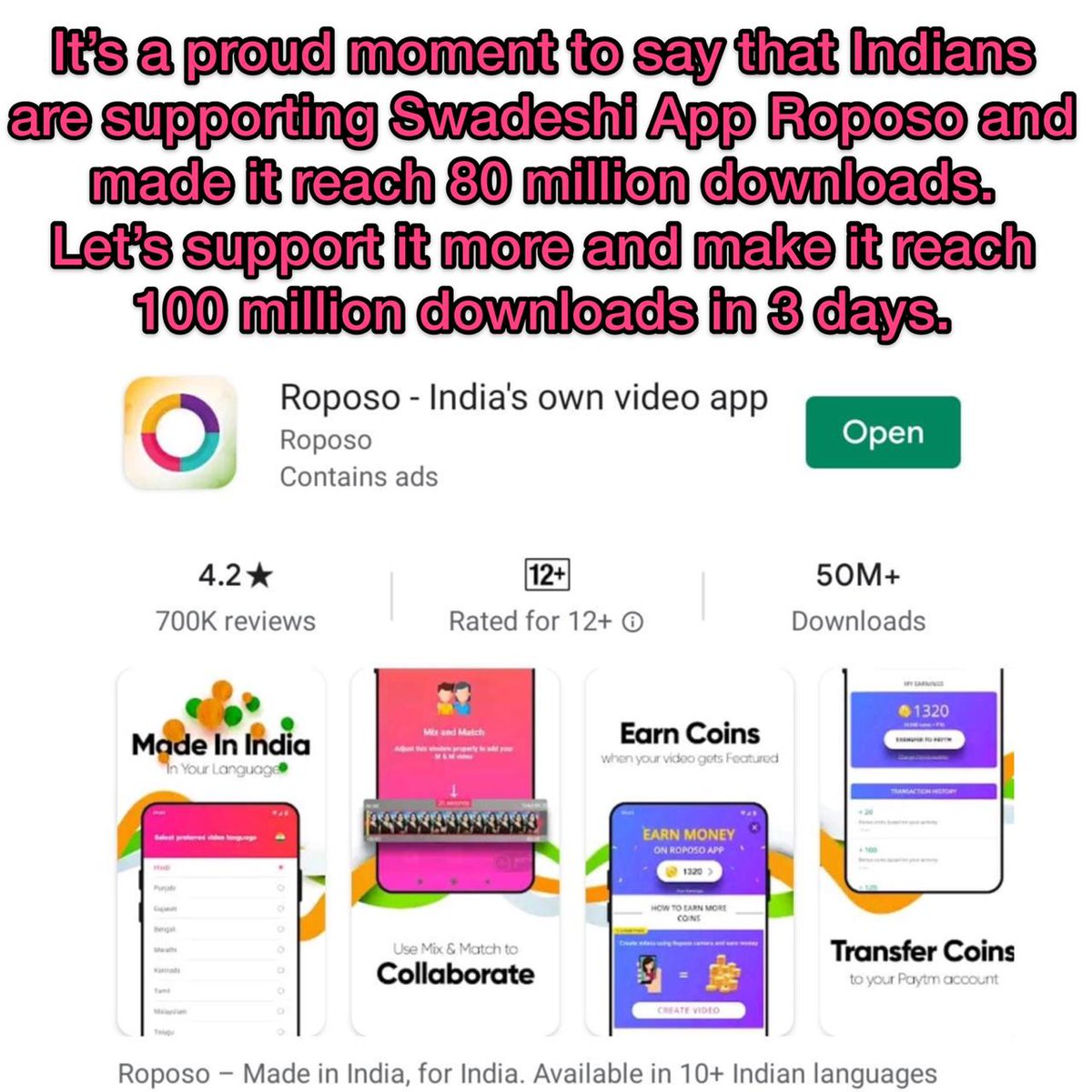 vishu2028's tweet photo. @RoposoLove is an amazing app and its content is really superb .  100MnDownloads ForRoposoApp https://t.co/q8w38JXAS2
