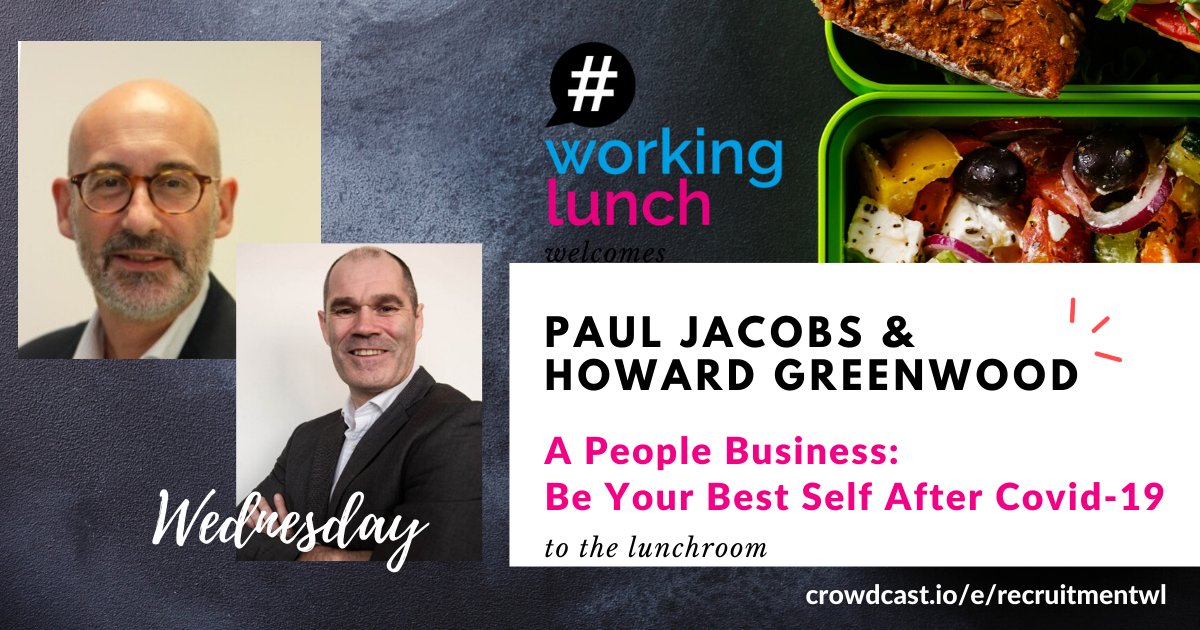 Excited to hear what Paul Jacobs &amp; Howard Greenwood have to say about this being 'A People Business' and how you can 'Be Your Best Self After Covid-19' ? 
Check them out with host Clair Bush on today's #WorkingLunch at 1pm
bit.ly/31OhC9Q