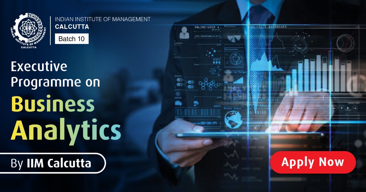 IIM_Calcutta's tweet photo. Data is just information till you use Analytics to convert it into Business Intelligence!
Learn all about Business Analytics #EPBA from one of the prestigious B-schools of the country @IIM_Calcutta today!
Apply now at - https://t.co/oNQxsvQRJM https://t.co/OaJVyjgz0M