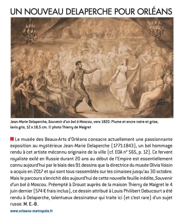 MbaOrleans's tweet photo. Retrouvez dans le numéro de juillet de "L’Objet d'art" un article sur l'acquisition surprise qui vient de s'inviter dans l'exposition Jean-Marie #Delaperche ! Une nouvelle scène de bal à Moscou prolongeant l’exposition jusqu’au 30/10 @MbaOrleans #orleansmetropole https://t.co/nduDzNp4fH