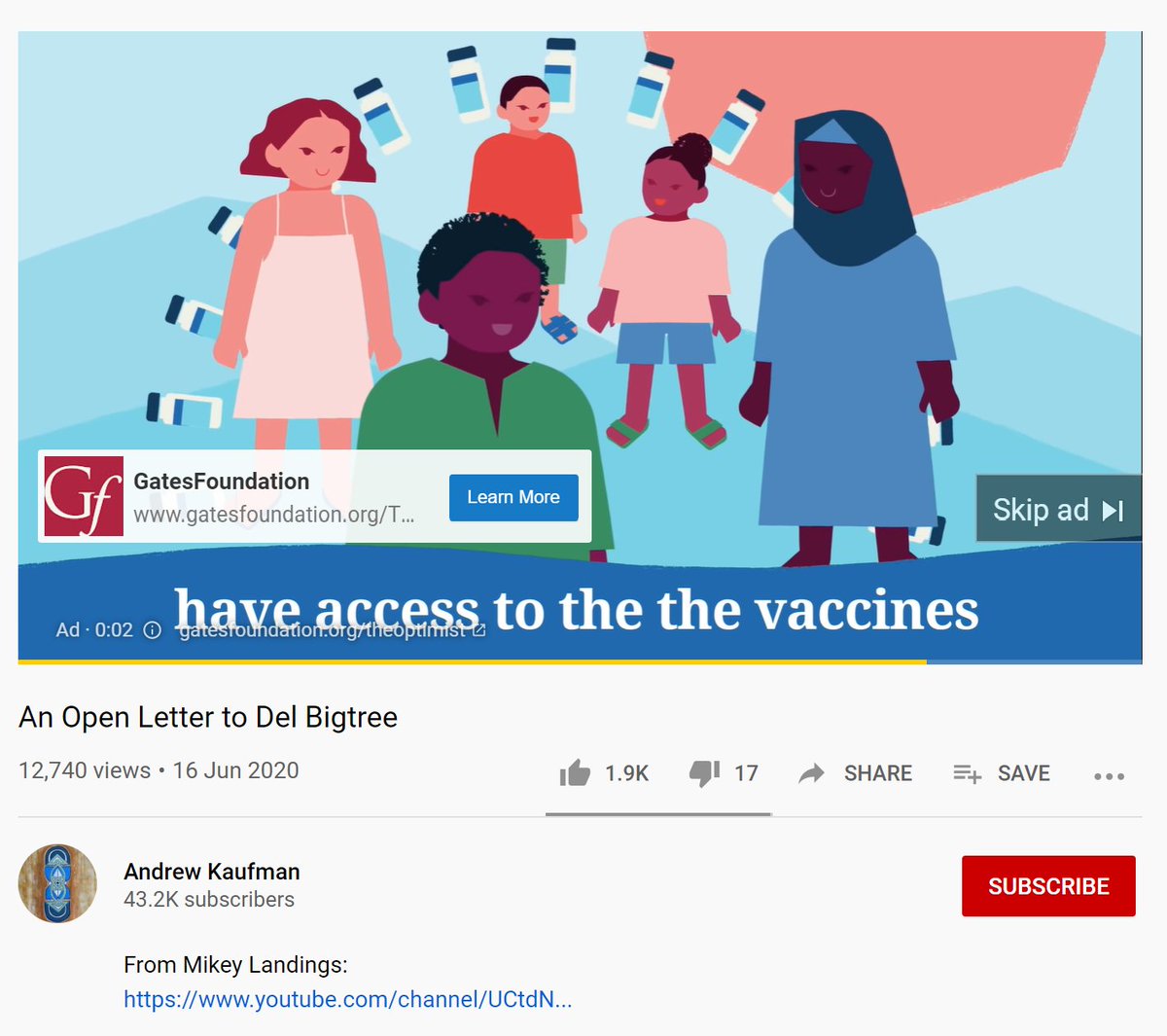 Big Tech is also breaking its promises not to profit from anti-vaxx.Breathtakingly, we found an ad from the pro-vaccine  @gatesfoundation on an anti-vaxx video on YouTube.And both Facebook and Twitter allow ads to be targeted at anti-vaxxers.  https://www.counterhate.co.uk/anti-vaxx-industry