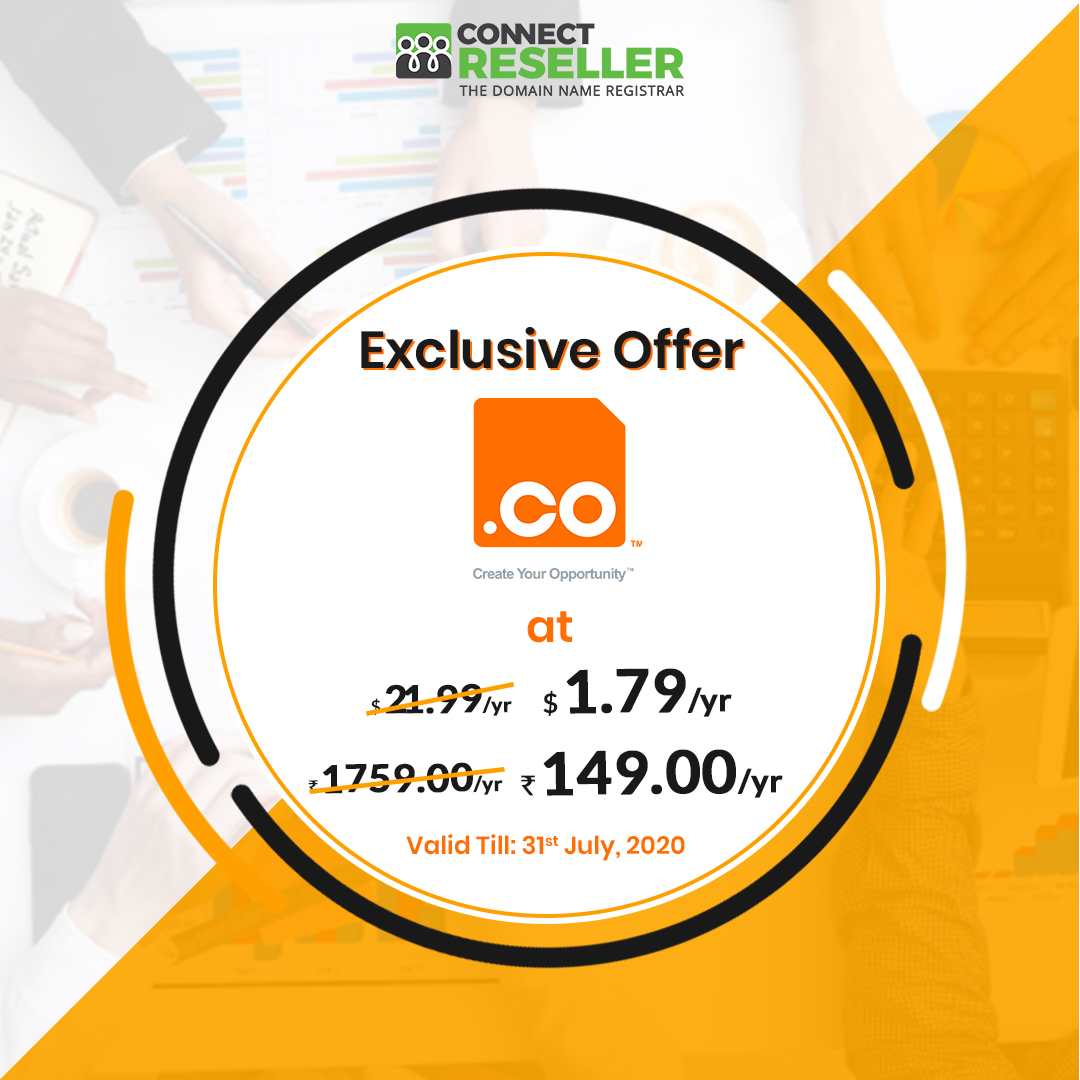 ConnectReseller's tweet photo. Insprire your clients to enhance their brand presence over the web with .CO, exclusively available at $1.79

Start selling today!

#domainoffer #tldonsale #promo #resellbusiness #domainonsale #ConnectReseller https://t.co/hdnjTqf21k