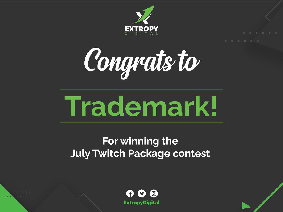 ExtropyDigital's tweet image. Sorry for the late post!

Congrats to @Trademark_Is_Me for winning our July contest! 

If you haven’t already reach out to us as soon as possible so we can begin working on your package!