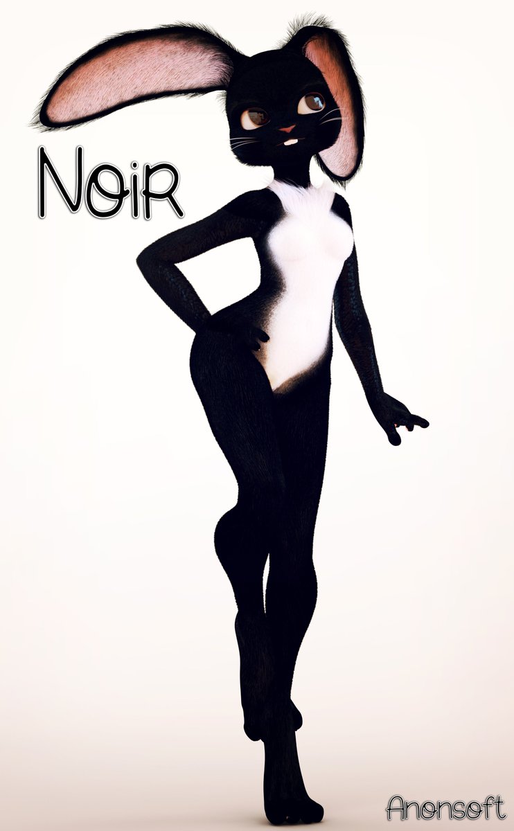 Renderanonsoft's tweet photo. First of the two sister models - Noir. Check her out in full HD glory. Going to do another with better lighting to show off the fur since she has very dark fur. https://t.co/vklq8xgNrP