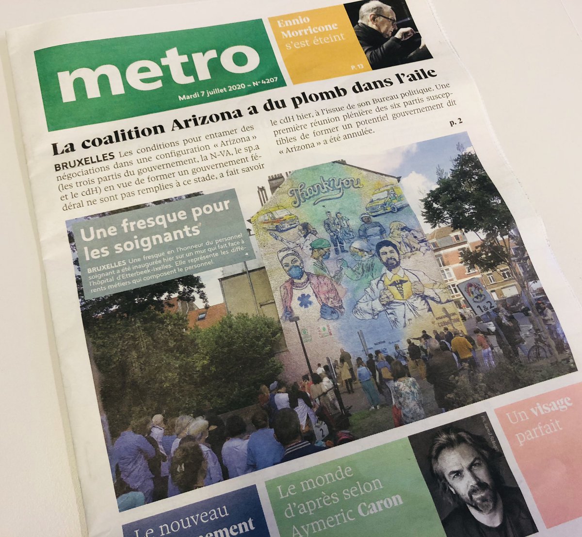 deljarosinski's tweet photo. #HopitauxIrisSud en cover @metrobelgique 🤗 https://t.co/jkSZE1KShE