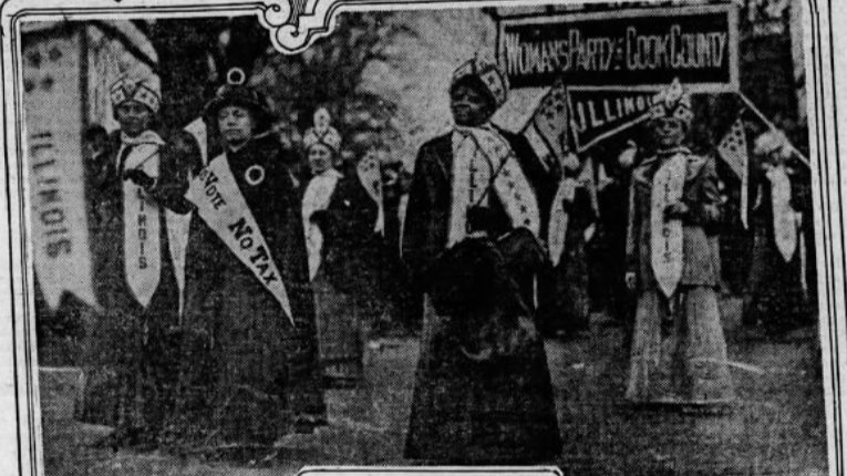 Take Ida B. Wells for example. Most of us today know her for the anti-lynching work she did throughout her lifetime. But she was a suffragette too. In fact, this picture was taken, Ida was told she had to march with the other Black women in the BACk of the parade. 4/