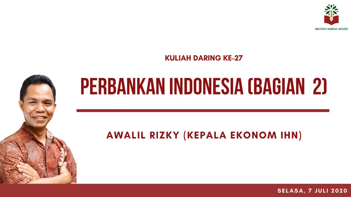 AwalilRizky's tweet photo. Yuk kuliah lagi nanti pukul 18.30-19.15 via zoom id meeting 6217082045 atau siaran fb ini. Masih melanjutkan tentang Perbankan Indonesia. Bersifat pengantar, dapat diikuti oleh mereka yang tak berlatar pendidikan ekonomi. https://t.co/JT1agiVfDW