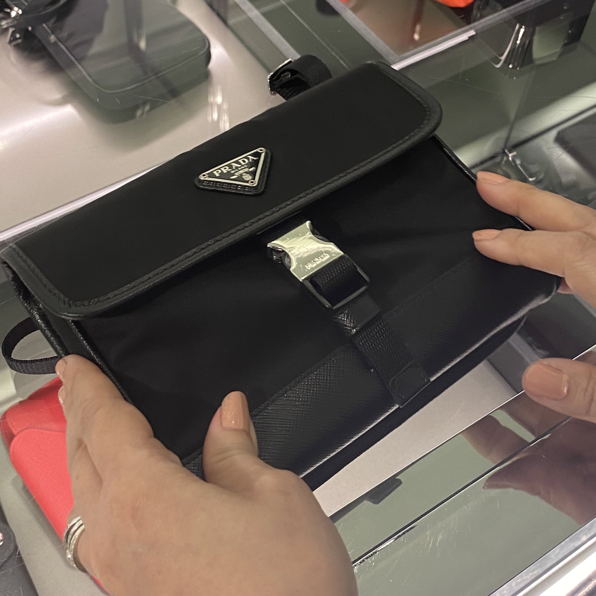 Prada nylon phone bag hotsell