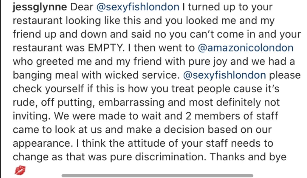 If anyone asks what privilege is, I’m just going to point them to Jess Glynne complaining she’s been discriminated against because she can’t wear a hoodie while eating £300 sushi in Mayfair.