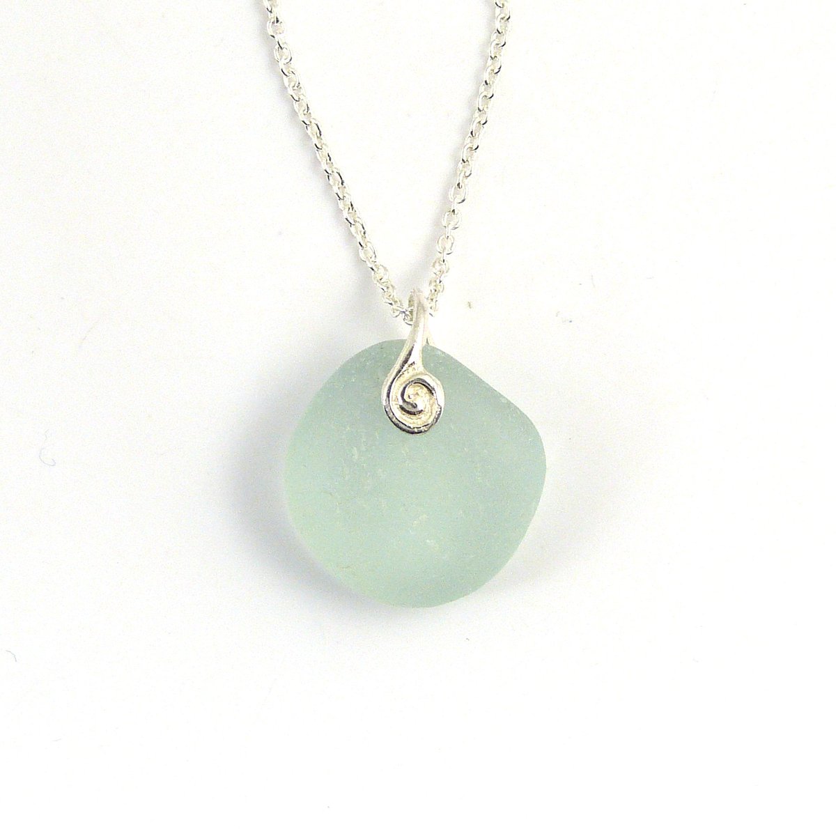 Seafoam Sea Glass and Sterling Silver Necklace - GIA -The Strandline etsy.me/3g4WZtH #shopindie #EarlyBiz #womaninbiz #supportsmallbusiness #giftideas #Northumberland #seaglassjewellery #seaglassnecklace #thestrandline #LayeringNecklace