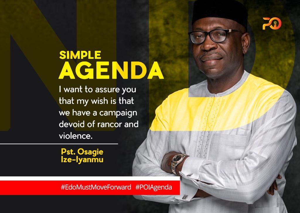 ChronTweet's tweet photo. I want to assure you that my wish is that we have a campaign devoid of rancor and violence.

#EdoMustMoveForward #POIAgenda #pastorosagieizeiyamu #POI #Thefutureisnow #EdoDecides2020 #Edo2020 https://t.co/fkPJuLyOCQ