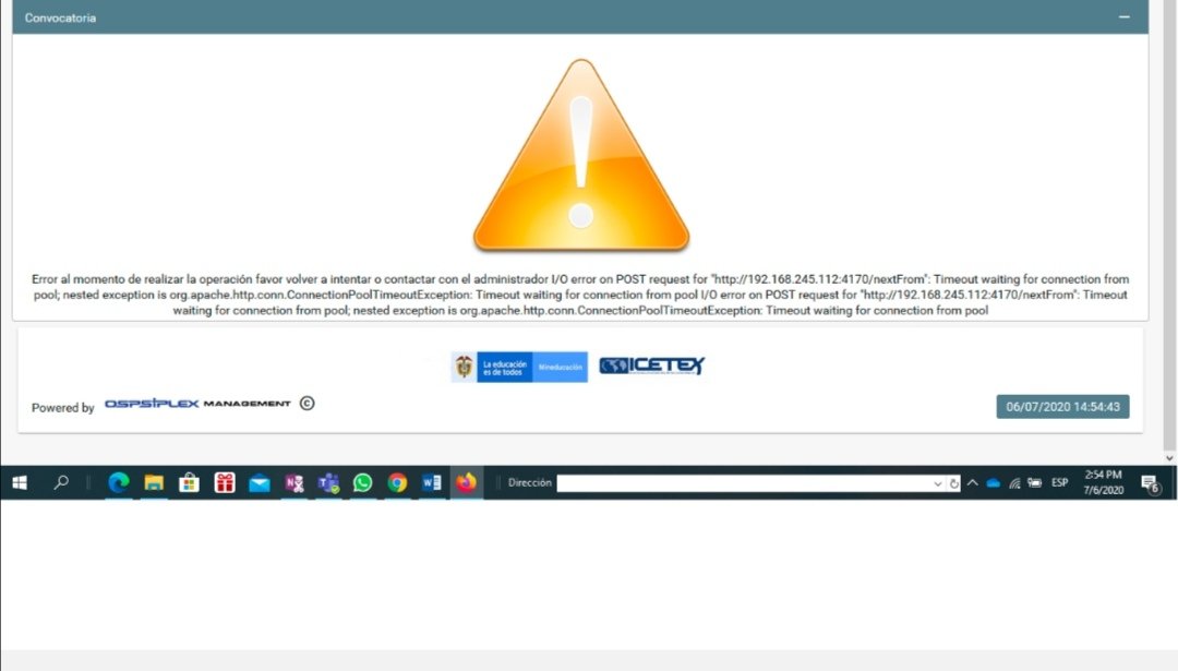 Mafeperez's tweet photo. @ICETEX @CConstitucional @Mineducacion Para la linea de credito, este el error que me sale desde el sábado. No me dan solución y ya hoy cierran convocatoria. Por favor ayuda. https://t.co/QC8xhkCo1v