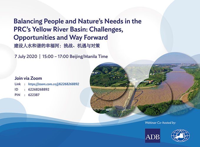 ADBWater's tweet photo. Happening Now with Yellow River Conservancy Commission: Balancing People and Nature's Needs in the PRC's #YellowRiver Basin: Challenges, Opportunities and Way Forward. This is to trigger holistic thinking and kick off new integrated programs in the Yellow River Basin. #SDG6 https://t.co/ZgBAHE4IFV