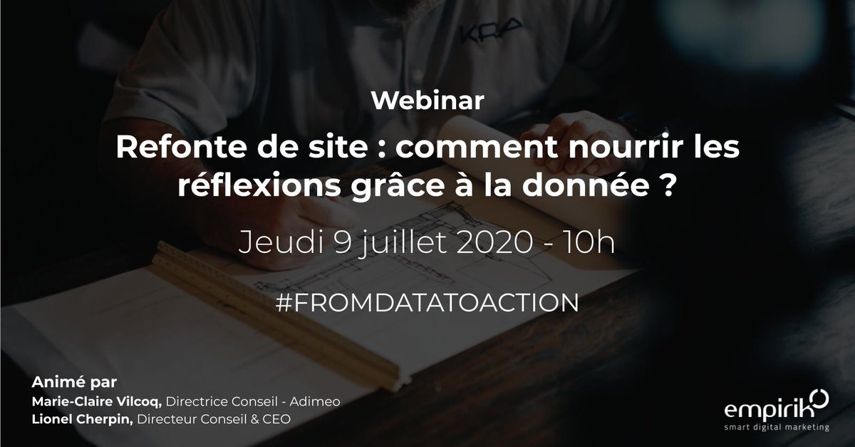 💡 REFONTE : comment exploiter ses données afin de gagner du temps dans les réflexions et booster les performances du nouveau site ? 

⏰ RDV ce jeudi 9 juillet pour notre webinar co-animé avec Marie-Claire Vilcoq d'Adimeo

👉 Inscriptions : bit.ly/3dQlglR 👈