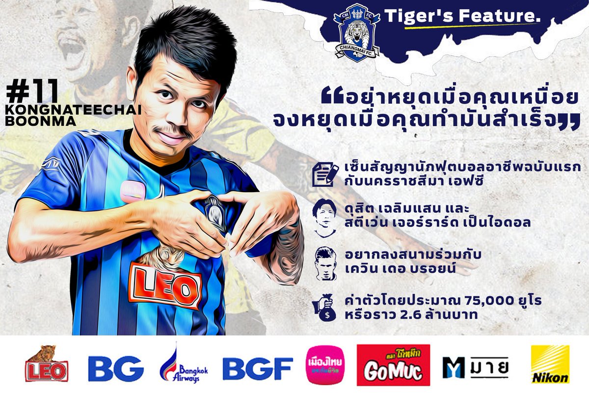 CMFC_official's tweet photo. ก้องนธีชัย บุญมา #CMFC11
แขวนสตั๊ดไปขายขนม ก่อนกลับมาซิวนักเตะยอดเยี่ยม
#CMFCFEATURE
https://t.co/gfLsGlcArJ
#CMFC #TheTigersHeart
#NEWNORMAL
#TigersFeature
#CMFCNEWNORMAL https://t.co/uOYPhUM7rm