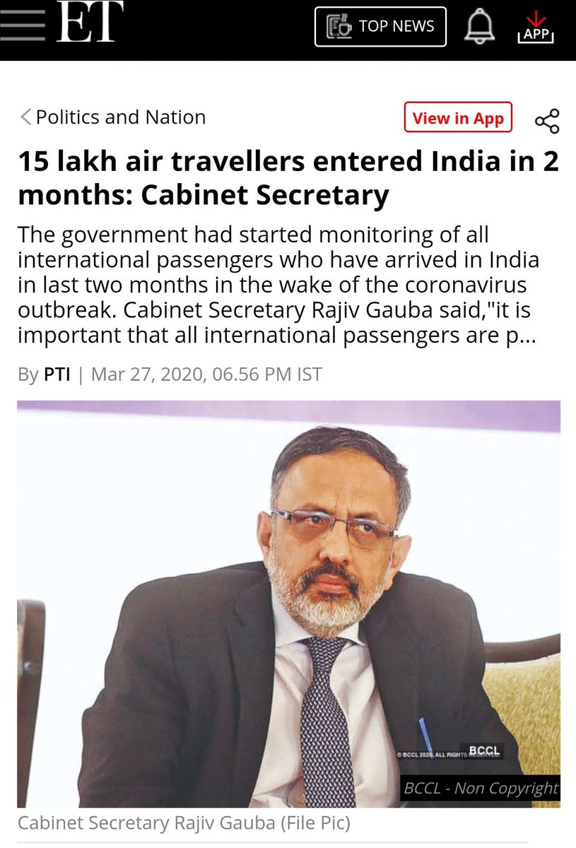 When covid started, government didn't take measures, &  @PTI_News tweeted that this isn't health emergency, & between Jan-March 15lakh air travelled in/out of india without any testing. This shows the failure of government, & isn't optimistic. 3/n #ModiMuhKholoChinaBolo