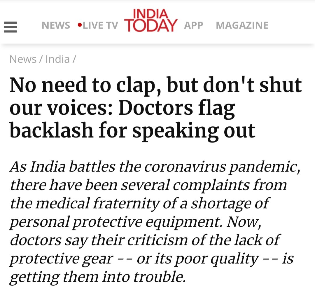 Doctors are fighting without PPE, they wore trash bags, tarpaulins for protection & Treat patients. When complained they were mistreated by government. Doctors are front line warriors, and deserve equal respect as Army. 8/N  #ModiMuhKholoChinaBolo