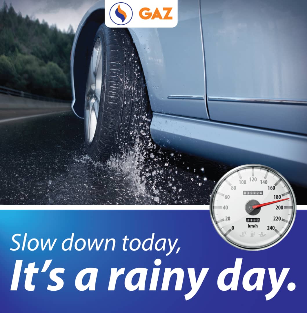 nileenergyltd's tweet photo. Here is our #safedrivingtip to help you get through the rainy day: Maintain a safe distance between cars and avoid heavy braking.
#NileEnergy #GazFuelStation #SafetyFirst https://t.co/r70XwrnYvs