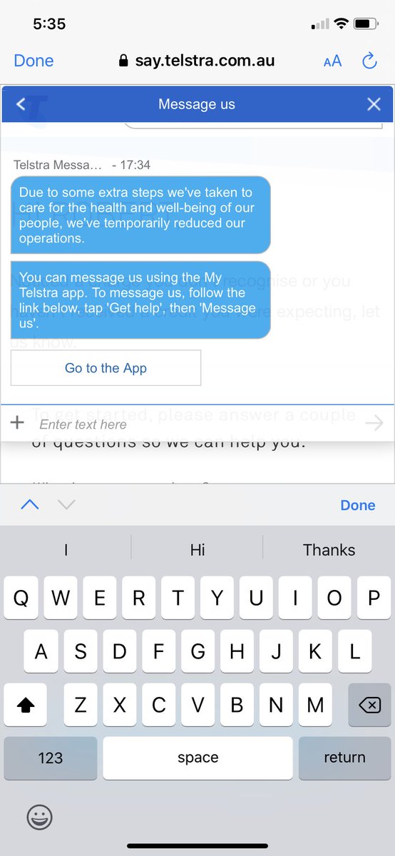You need to lift your game ⁦<a href="/Telstra/">Telstra</a>⁩ as you might find this amusing, I have been instructed that the best way to query an account is via the My Telstra app, funny thing is when I received the attached message I was communicating with you on that app 🤦‍♂️