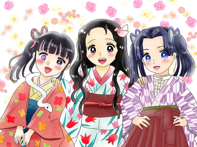 その後の三人娘 #鬼滅の刃 #竈門禰豆子 #神崎アオイ #栗花落カナヲ #鏑丸 https://t.co/BjyjLYDnV4 