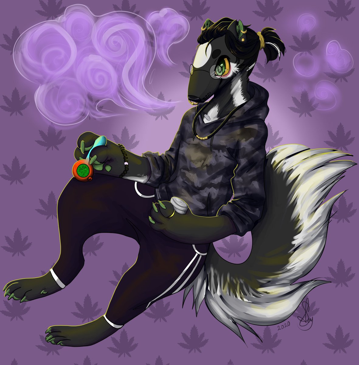 finally finished my part of an art trade with <a href="/dirtnapdog/">🦨 ott🌱 @bsky</a> !
🦨🍃🍃