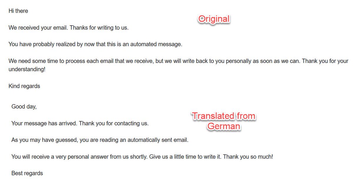 Ravi Got An Automated Response From My Hosting Provider In Germany It Was In German And In English I Translated The German Version To English In Gmail To Compare