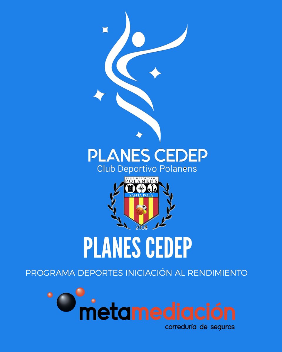 Otra empresa más que se une a nuestrl proyecto deportivo de los Planes CEDEP ‼️
Hoy toca anunciar a la empresa de seguros Metamediación - Correduría de Seguros que colaborará con el Programa Deportes iniciación al rendimiento.
Agradecerles su aportación al <a href="/CDPolanens/">Polanens Santa Pola</a>