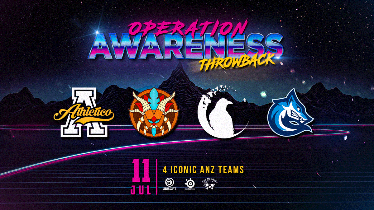 It’s time for a nostalgia trip with the #OAThrowback charity tournament!🤩 @AthleticoES, @TabooESC, @corvidaeinc & @Controle_Sports are bringing back the old rosters to go head to head in a one-off clash you won’t want to miss!🙌 📅July 11th, 12PM AEST 📺twitch.tv/Rainbow6ANZ