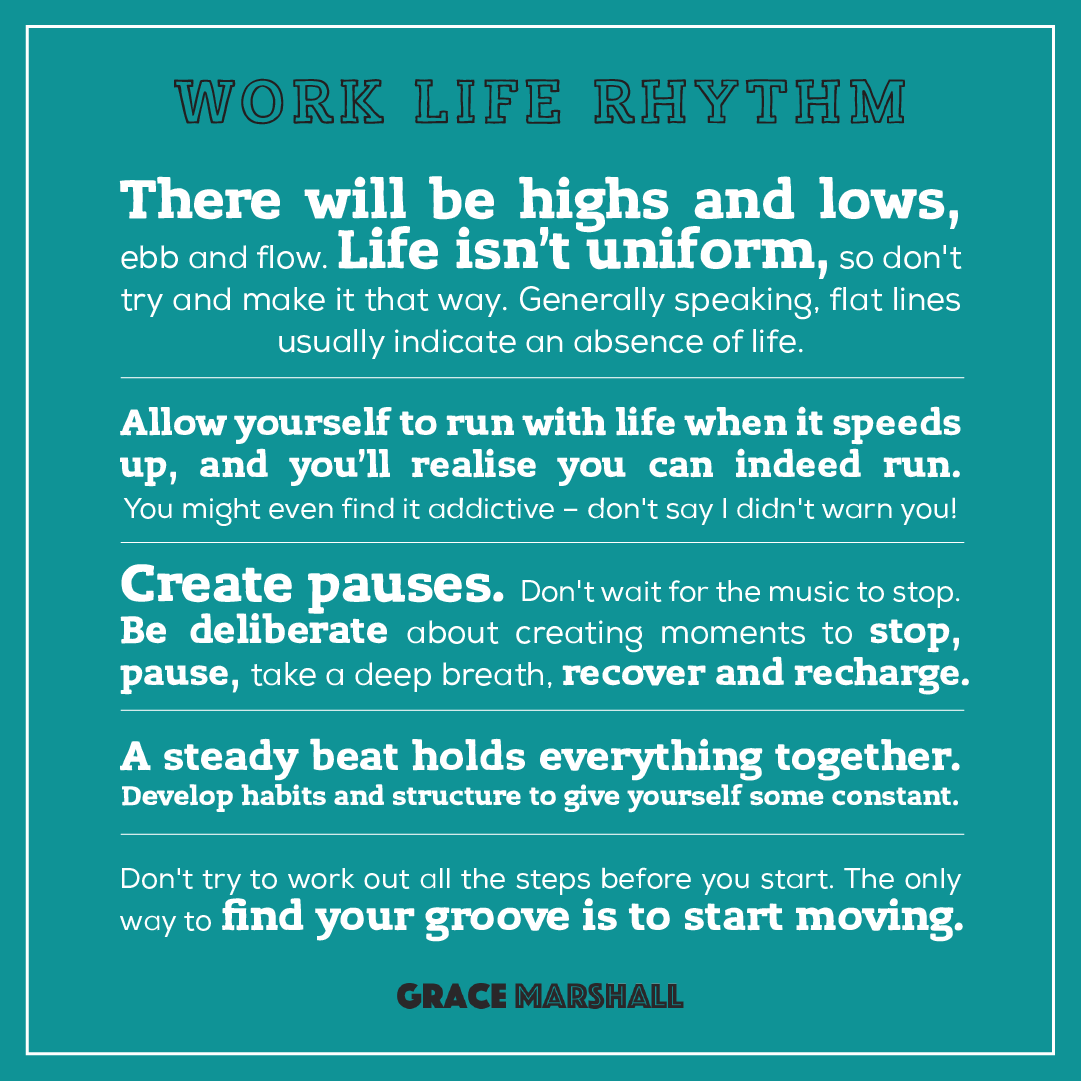 GraceMarshall's tweet photo. Work Life Rhythm - a working guide. Finding your own work life rhythm is always an ongoing experiment. Here's what I've learnt over the years - and what I'm still learning now. I hope it helps you.

#productivity #worklifebalance #reallyproductive #workliferhythm https://t.co/f8gk1T3epw