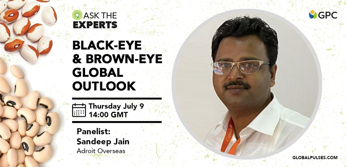 GlobalPulsesGPC's tweet photo. #GPCAskTheExperts Black-Eye and Brown-Eye Global Outlook
๐ฎ๐ณ MEET THE PANELISTS: Sandeep Jain, Senior Trader, Adroit Overseas, has been actively involved in commodity trading for almost 20 years
For GPC members only. Become a member at: https://t.co/APYr3qgQGJ https://t.co/fChVYbEjNO