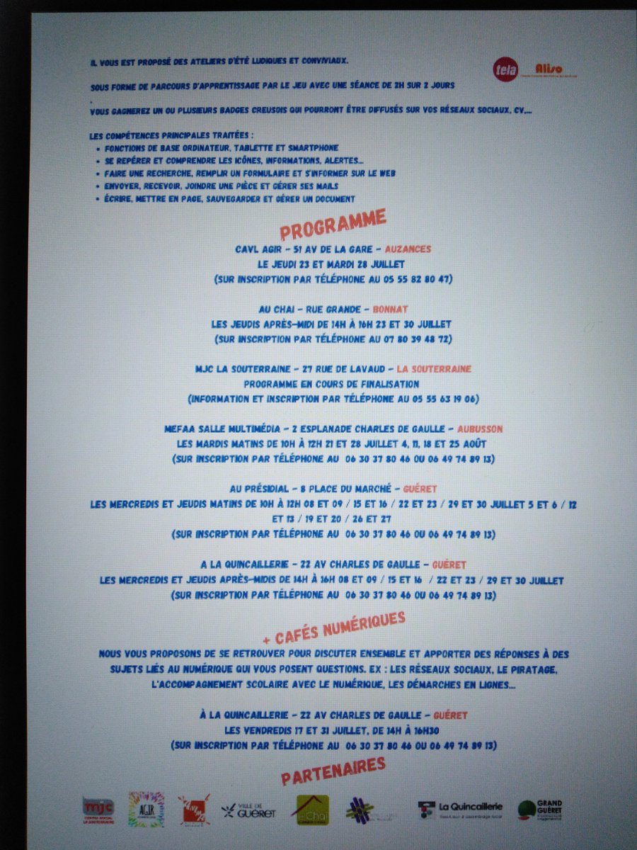 jujudu23 (@jujudu23) on Twitter photo N'hésitez pas à vous renseigner et vous inscrire pour les atelier d'été sous forme d'escape game #creuse #ateliernumerique #escapegame N'hésitez pas à vous renseigner et vous inscrire pour les atelier d'été sous forme d'escape game #creuse #ateliernumerique #escapegame