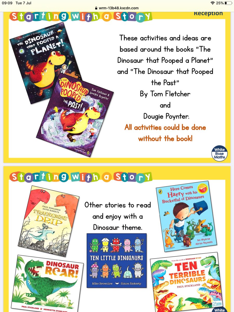 asmreception's tweet image. Tuesday’s tasks today @WhiteRoseMaths ‘The Dinosaur that Pooped a Planet’ 
#HomeLearning #MathsParty #MathsEveryoneCanAtHome 
You can use Lego for the activity or draw them 🟪🟨🟥🟪🟨🟥