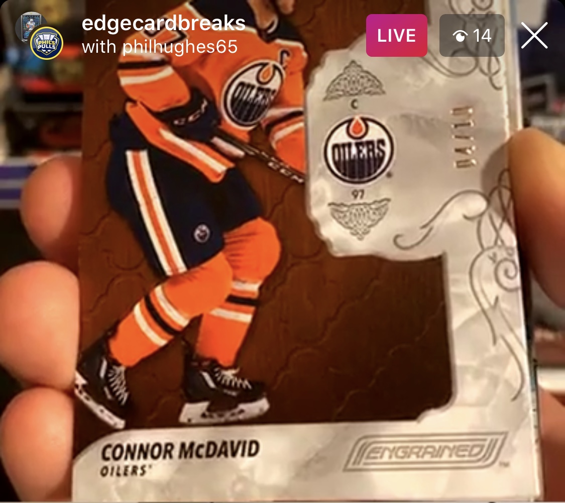 CedarHCards's tweet photo. After getting swept 3-0 in a Sapphire war with @PJHughes45, I exacted a little revenge on @edgecardbreaks live feed in an Engrained war (of which I know less than 1% of players in). I am told I did well. #NHL #Engrained #Hockey #Aye #BoxWar #CarterHart #McDavid #SomeOtherDudes https://t.co/vVCg9vnhL9