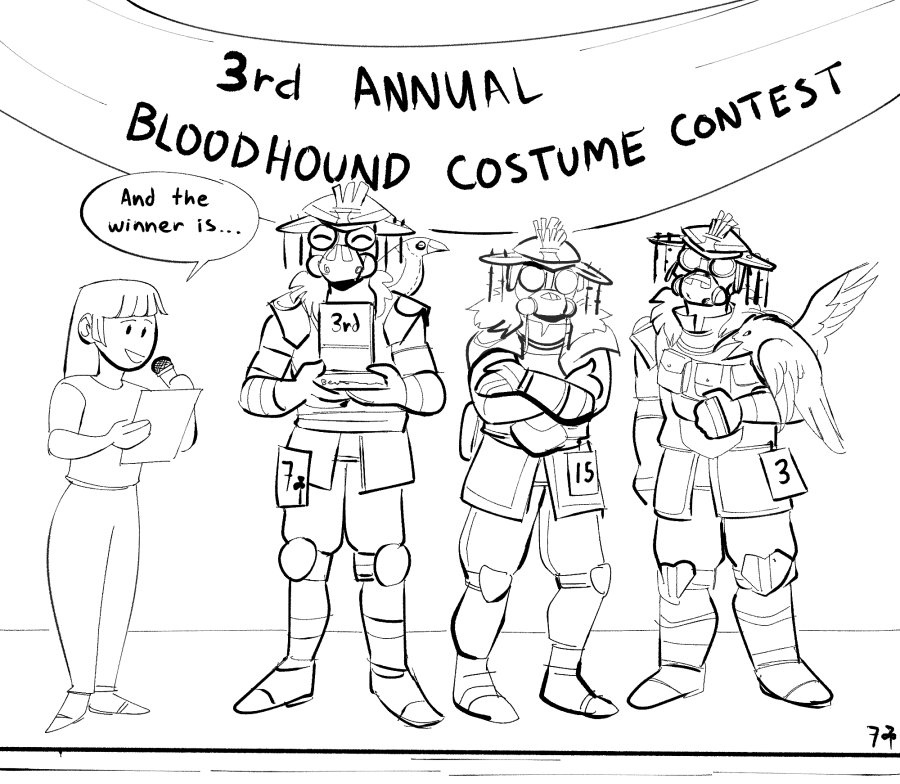 [ apex legends | bloodhound | #31DaysOfApex  7: Mask ]

i like to think that is a dedicated apex fan subculture of bloodhound costumers and they think it's the best thing Ever 
