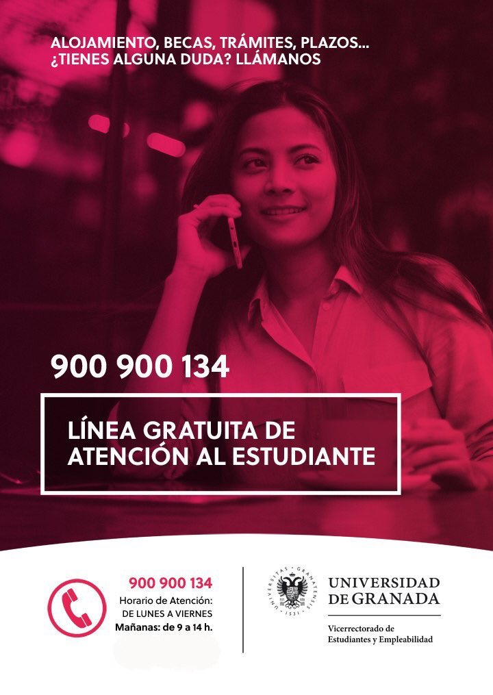 ¿Tienes dudas sobre la #PEvAU, el proceso de matriculación al próximo curso, o el traslado de expediente? 

<a href="/veugr/">Vic. Estudiantes y Vida Universitaria</a>  ☎️ 900 900 134 ☎️
