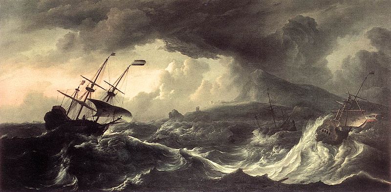 This week's #FolkloreThursday theme is weather folklore for #StSwithins day! Here's hoping for sun come Wednesday and not a storm like this one! (Image: Ludolf Bakhuizen)