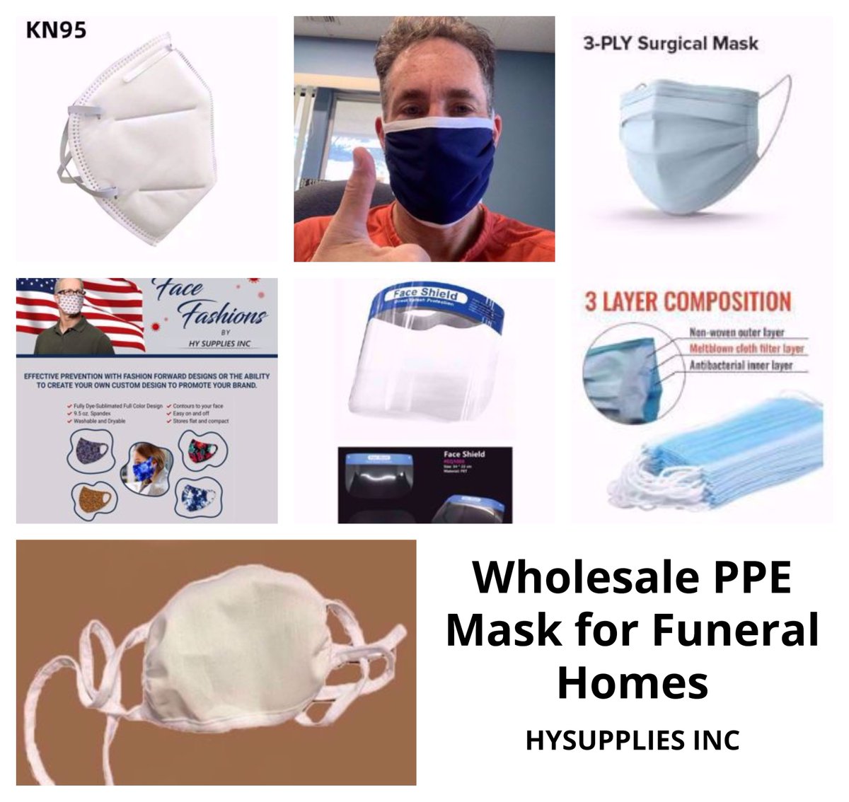 Hysupplies_USA's tweet image. Hysupplies provides Personal Protective Equipment (PPE) Masks and Isolation/Protective Gowns for funerals to protect yourselves from infections.
#ppe #facemasks #disposablemask #surgicalmask #FashionableFaceMasks #FaceShields
To see wide range of products
hysupplies.net/personal-prote…