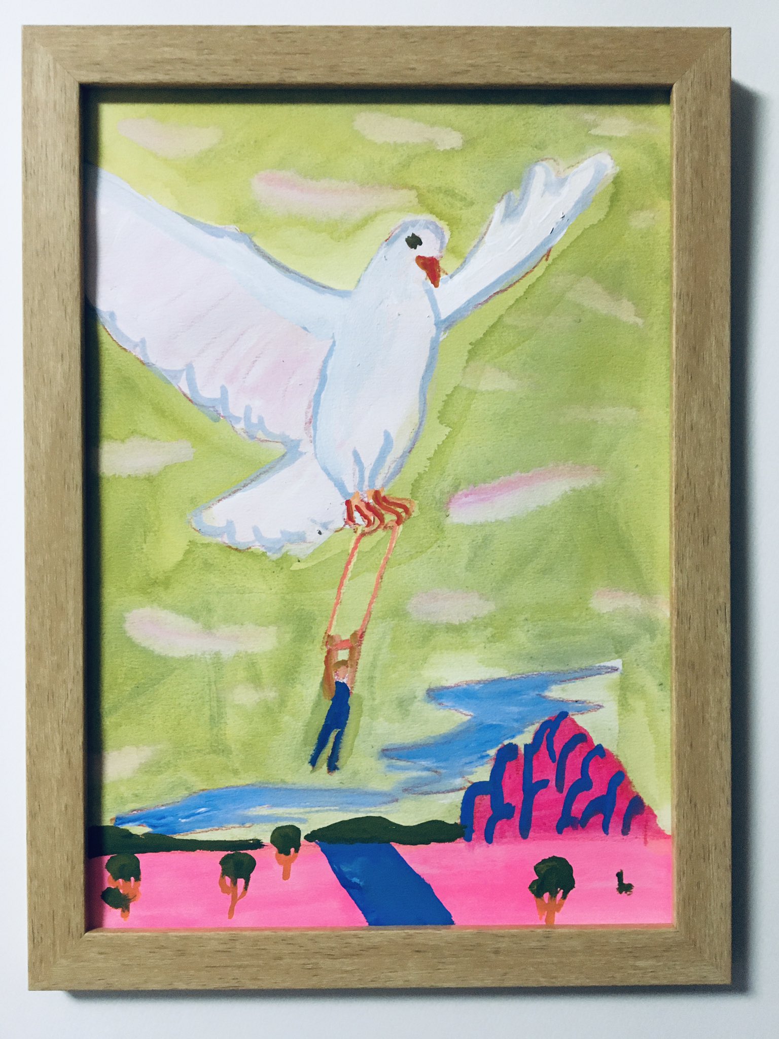 Lioncider A Twitter 羽ばたく白鳩 空中ブランコ 空中ブランコ Illustration Drawing Trapeze Pigeon Green Bird Fly Fantasy Image Art Colorful Acrylicpaint Picture Painting イラスト アート カラフル 絵 イラストレーション 空中