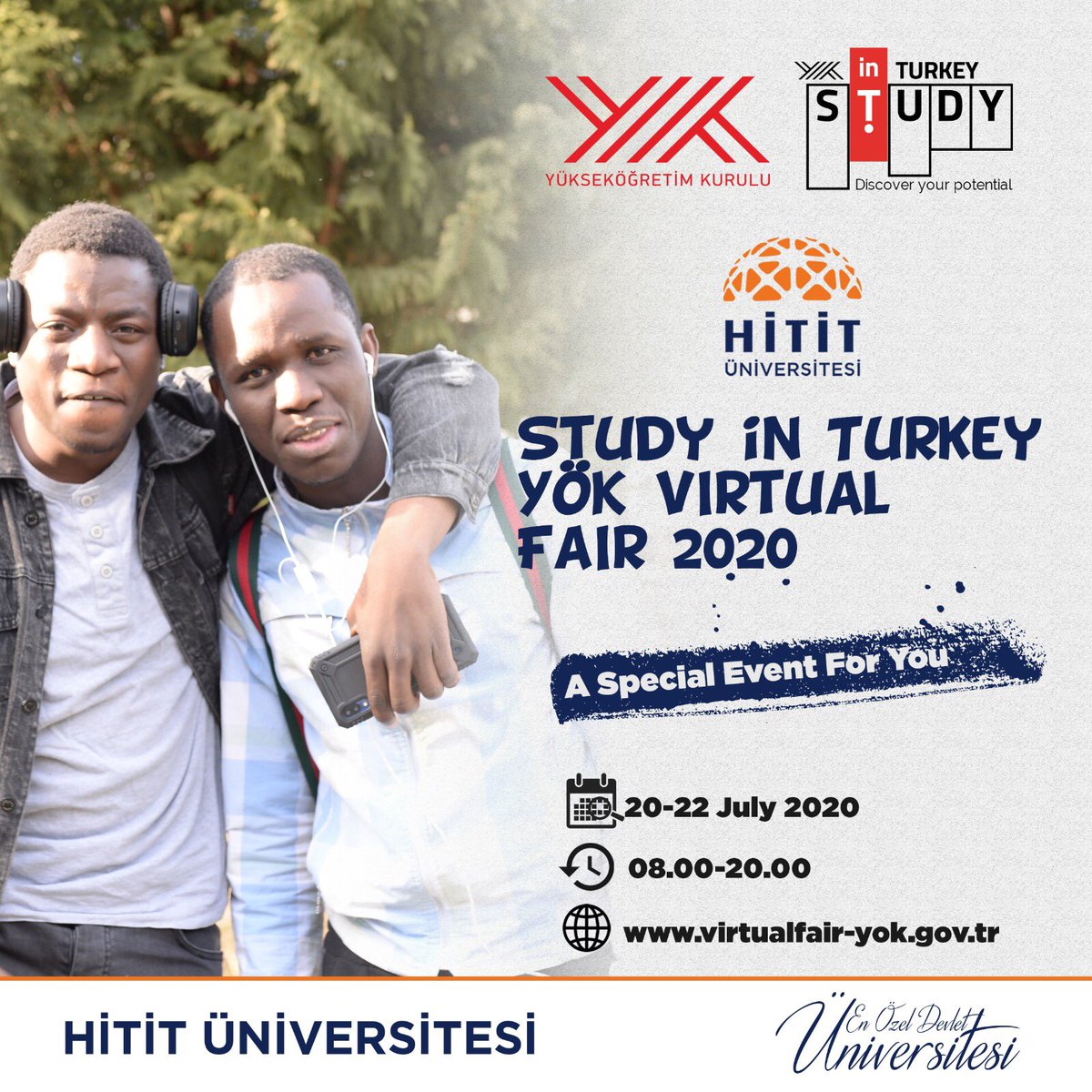HituKurumsal's tweet photo. 20-22 Temmuz 2020 tarihlerinde küresel ölçekte dijital ortamda yapılacak ilk sanal fuar niteliğindeki “Study in Turkey YÖK Sanal Fuarı”nda öğrencilerle buluşuyoruz!
#HititUniversity #YÖKvirtualfair2020 #studyinturkey https://t.co/VFLCqK6PTX