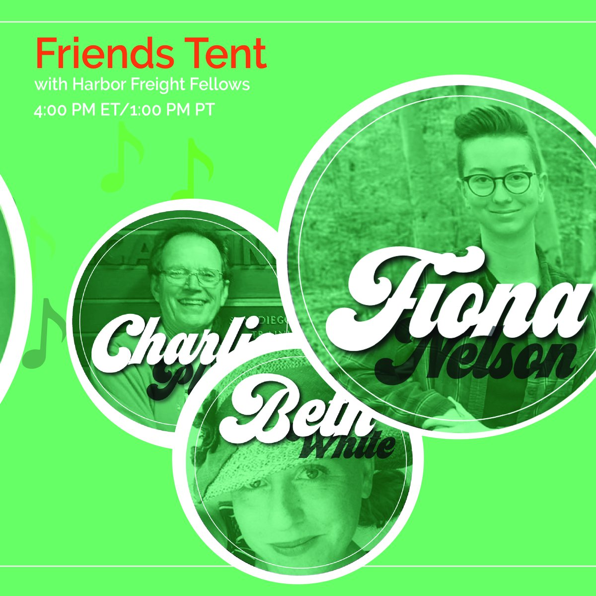 We'll conclude this relatively short day in the Friends Tent, featuring Harbor Freight Fellows. With Charlie Plant, <a href="/vermontcarrot/">Beth White</a>, recent <a href="/BigPictureSB/">Big Picture SB</a> Grad Fiona Nelson, and more! Open to everyone! But you have to register (see next item in the thread). #BBSummerFest