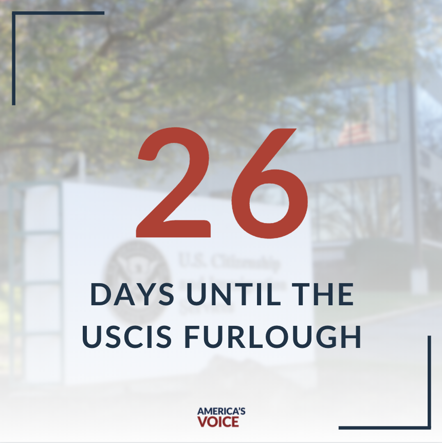 AmericasVoice's tweet photo. 🕙The #CountdownToMeltdown continues as we edge closer to the impending USCIS furlough. The administration has not even formally asked Congress for the 1.2 billion it needs to keep the agency's doors open. 

Read more: https://t.co/zb5t9BiZOh https://t.co/nStB2L2oEH