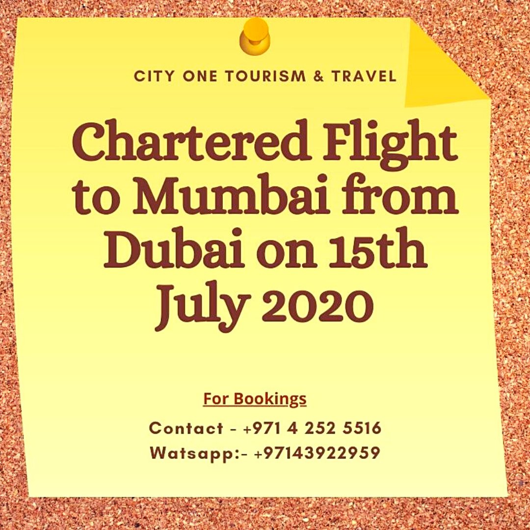 cityonetourism's tweet photo. Chartered Flight to Mumbai-India from Dubai on July 15,2020✈️🇮🇳
Please register on both links for repatriation.

Registration Links for Travelling :
https://t.co/t3MsgMp2kL
https://t.co/vHtoGaK0Tf https://t.co/kgJrYlupGM