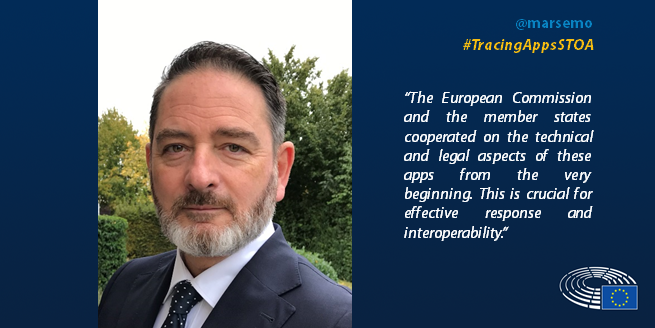 EP_ScienceTech's tweet photo. “The @EU_Commission and the member states cooperated on the technical and legal aspects of these apps from the very beginning. This is crucial for effective response and interoperability.” explains @marsemo @EU_Health @ECDC_EU @DSMeu #TracingAppsSTOA https://t.co/qvSOJlEBud