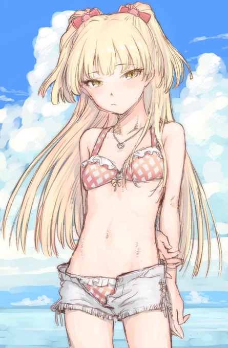 莉嘉ちゃん。海。 https://t.co/QLzndomhIW 