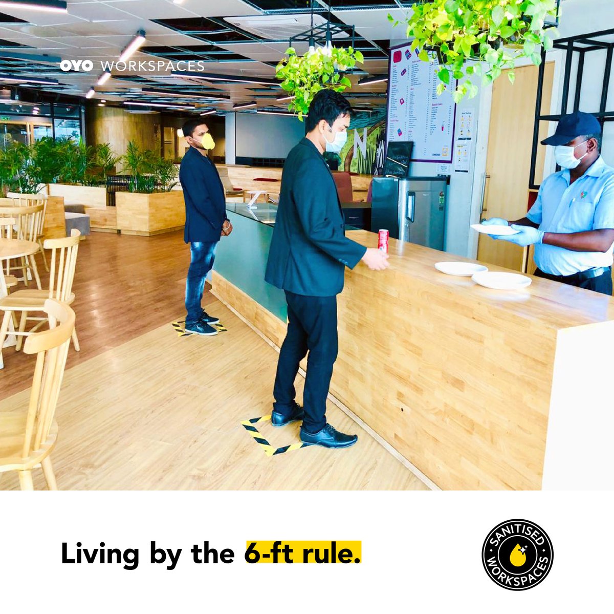 oyoworkflo's tweet image. Making OYO Workspaces #Safe4Work by enforcing social distancing norms so you can get make every moment work without a worry! 

#SanitisedWorkspaces #BackToWork #OYOWorkspaces #Coworking #Workflo #StaySafe #Coworkingspace